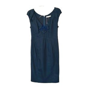 NEW!‎ Rebecca Taylor Navy Blue "My Way" Sheath Dress Cap Sleeves Size 4 $350